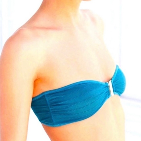 Out From Under Urban Outfitters Teal Strapless Lace Bandeau M - Picture 2 of 9
